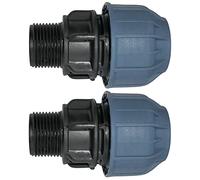 AERZETIX - C51920 - Juego de 2 - Manguito/adaptador roscado - reductor de compresión recto - conexión rosca macho 3/4'' - para tubería de agua Ø25mm - en polipropileno - conector/reparador