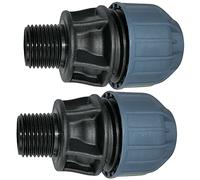 AERZETIX - C51923 - Juego de 2 - Manguito/adaptador roscado - reductor de compresión recto - conexión rosca macho 1/2'' - para tubería de agua Ø20mm - en polipropileno - conector/reparador