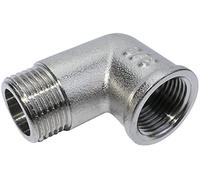 AERZETIX - C53469 - Codo en latón 90° 3/8'' x 3/8'' macho/hembra - racor para tubos roscado para atornillar - acabado niquelado/mate