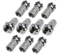 AERZETIX - C53753 - Juego de 10 enchufes/conectores/racores SAT F ⌀6.5mm macho - para atornillar - para cable RG6U TV antena receptor satélite parabólica tele - longitud 20mm - color plata - metal