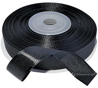 AERZETIX - C55553 - Rollo de cinta de raso satén 12mm x 25m - color negro - tira de embalaje regalo para decoración boda cumpleaños fiesta - en poliéster