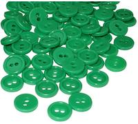 AERZETIX - C56275 - Juego de 100 Botones redondos para costura Ø11.5x2.2mm con 2 agujeros - diámetro de apertura 2mm - color verde claro - en plástico - decoración costura mercería moda