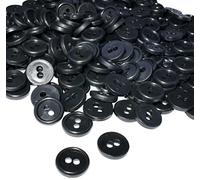 AERZETIX - C56339 - Juego de 100 Botones redondos para costura Ø11.5x2.2mm con 2 agujeros - diámetro de apertura 2mm - color negro - en plástico - decoración costura mercería moda