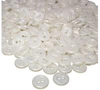 AERZETIX - C56357 - Juego de 100 Botones redondos para costura Ø11.5x2.2mm con 2 agujeros - diámetro de apertura 2mm - color blanco nacarado - en plástico - decoración costura mercería moda