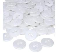AERZETIX - C56455 - Juego de 100 Botones redondos Ø15x2.2mm 24L L24 con 2 agujeros - color blanco nacarado - en plástico - diámetro apertura 2mm - mercería/costura/artesanía/moda/bordado