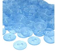 AERZETIX - C56466 - Juego de 100 Botones redondos Ø15x2.2mm 24L L24 con 2 agujeros - color azul claro transparente - en plástico - diámetro apertura 2mm - mercería/costura/artesanía/moda/bordado