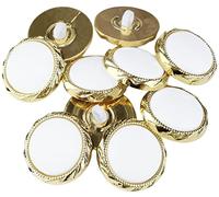 AERZETIX - C56831 - Juego de 10 Botones de cola redondos decorativos 21x10mm para coser 34L L34 - color blanco/oro - apertura 3mm - en metal - mercería/ropa/costura/moda