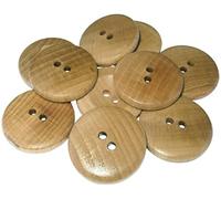 AERZETIX - C57095 - Juego de 10 Botones redondos en madera Ø28x5.5mm con 2 agujeros L44 44L - color natural - apertura 3mm - para mercería costura ropa artesanía moda decoración