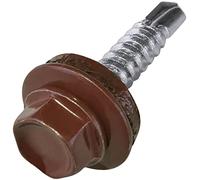 AERZETIX - C57172 - Juego de 50 - Tornillo autoperforante Ø4.8x25mm + arandela de sellado EPDM - pintado en color rojo óxido RAL 3009 - huella de la cabeza 8mm hexagonal - en acero