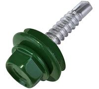 AERZETIX - C57179 - Juego de 50 - Tornillo autoperforante Ø4.8x25mm + arandela de sellado EPDM - pintado en color verde musgo RAL 6005 - huella de la cabeza 8mm hexagonal - en acero