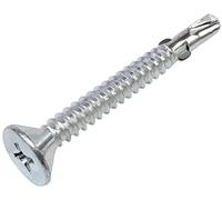 AERZETIX - C57396 - Juego de 50 tornillos autoperforantes con alas cabeza fresada Ø4.8x45mm - para madera sobre metal - huella de cabeza PH 2 - DIN 7504P - en acero - color plata