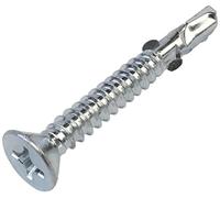 AERZETIX - C57399 - Juego de 50 tornillos autoperforantes con alas cabeza fresada Ø5.5x45mm - para madera sobre metal - huella de cabeza PH 3 - DIN 7504P - en acero - color plata