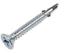 AERZETIX - C57400 - Juego de 50 tornillos autoperforantes con alas cabeza fresada Ø5.5x50mm - para madera sobre metal - huella de cabeza PH 3 - DIN 7504P - en acero - color plata