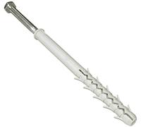 AERZETIX - C57453 - Juego de 5 Tacos de plástico con Cabeza fresada con Aletas Ø16x200mm + 5 Tornillos tirafondos Ø12x200mm con Huella 6 Lados en Acero - Color Plata