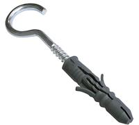 AERZETIX - C57509 - Juego de 50 tacos universales Ø8x40mm en plástico + 50 ganchos de suspensión/cáncamos para atornillar Ø5x42mm en acero - para hormigón ladrillo macizo bloque cemento albañilería