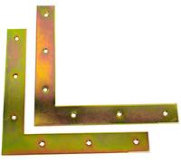 AERZETIX - C58806 - Juego de 2 Escuadras de montaje y fijación planos 200x200x30x3mm - escuadra de marco - estructura madera puerta ventana - en acero galvanizado amarillo