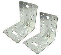 AERZETIX - C58853 - Juego de 2 Escuadra de montaje reforzada perforada 105x105x90x2.5mm - soporte de fijación con 33 agujeros - para estructura marco madera - en acero Z275