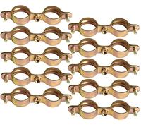 AERZETIX - C60419 - Juego de 10 abrazaderas soportes de fijación dobles Ø22mm - 1/2'' - montaje en pared de tubo cobre - sujeción de tornillo fontanería calefacción sanitario - en acero