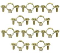 AERZETIX - C60424 - Juego de 10 abrazaderas soportes simples de fijación Ø14mm - 1/4'' - montaje en pared de tubo cobre sujeción de tornillo fontanería calefacción sanitario - en acero