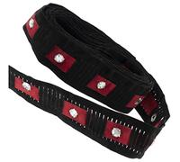 AERZETIX - C60605 - Cinta banda tira 2 metros x 24mm en polipiel sintético y piedras falsas - ropa mercería pasatiempo creativo faldas decoración costura ornamento arte - negro y rojo