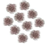 AERZETIX - C60712 - Juego de 10 Flores rosas en gasa de seda Ø30mm - personalización decoración boda pasatiempo creativo mercería costura ropa - color: marrón claro y blanco