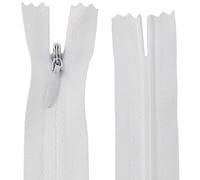 AERZETIX - C60942 - Juego de 20 Cremalleras invisibles 18cm - color: blanco - no separables con tirador "pelota de rugby" materia inextensible - cierre de cremallera
