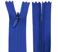 AERZETIX - C60989 - Juego de 20 Cremalleras invisibles 25cm - color: azul real - no separables con tirador "pelota de rugby" materia inextensible - cierre de cremallera