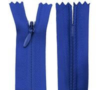 AERZETIX - C61089 - Juego de 20 Cremalleras invisibles 50cm - color: azul real - no separables con tirador "pelota de rugby" materia inextensible - cierre de cremallera