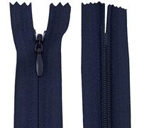 AERZETIX - C61090 - Juego de 20 Cremalleras invisibles 50cm - color: azul oscuro - no separables con tirador "pelota de rugby" materia inextensible - cierre de cremallera