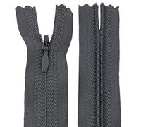 AERZETIX - C61098 - Juego de 20 Cremalleras invisibles 55cm - color: gris sombrío - no separables con tirador "pelota de rugby" materia inextensible - cierre de cremallera