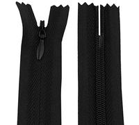 AERZETIX - C61102 - Juego de 20 Cremalleras invisibles 60cm - color: negro - no separables con tirador "pelota de rugby" materia inextensible - cierre de cremallera