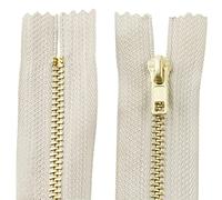 AERZETIX - C61188 - Juego de 2 Cremalleras no separables 8cm en metal - cierre de cremallera - color beige claro - costura marroquinería bolsas falda vestido ropa pantalones mercería