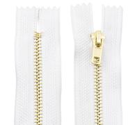 AERZETIX - C61195 - Juego de 2 Cremalleras no separables 10cm en metal - cierre de cremallera - color blanco - costura marroquinería bolsas falda vestido ropa pantalones mercería