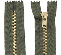 AERZETIX - C61202 - Juego de 2 Cremalleras no separables 10cm en metal - cierre de cremallera - color oliva - costura marroquinería bolsas falda vestido ropa pantalones mercería
