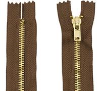 AERZETIX - C61222 - Juego de 2 Cremalleras no separables 12cm en metal - cierre de cremallera - color castaño - costura marroquinería bolsas falda vestido ropa pantalones mercería