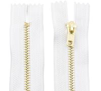 AERZETIX - C61226 - Juego de 2 Cremalleras no separables 14cm en metal - cierre de cremallera - color blanco - costura marroquinería bolsas falda vestido ropa pantalones mercería