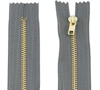 AERZETIX - C61236 - Juego de 2 Cremalleras no separables 14cm en metal - cierre de cremallera - color gris ratón - costura marroquinería bolsas falda vestido ropa pantalones mercería