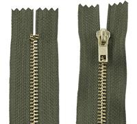 AERZETIX - C61237 - Juego de 2 Cremalleras no separables 14cm en metal - cierre de cremallera - color oliva - costura marroquinería bolsas falda vestido ropa pantalones mercería