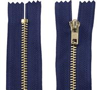AERZETIX - C61239 - Juego de 2 Cremalleras no separables 14cm en metal - cierre de cremallera - color azul oscuro - costura marroquinería bolsas falda vestido ropa pantalones mercería
