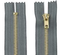 AERZETIX - C61278 - Juego de 2 Cremalleras no separables 16cm en metal - cierre de cremallera - color gris ratón - costura marroquinería bolsas falda vestido ropa pantalones mercería