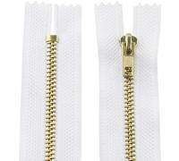 AERZETIX - C61285 - Juego de 2 Cremalleras no separables 18cm en metal - cierre de cremallera - color blanco - costura marroquinería bolsas falda vestido ropa pantalones mercería