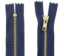 AERZETIX - C61304 - Juego de 2 Cremalleras no separables 18cm en metal - cierre de cremallera - color azul oscuro - costura marroquinería bolsas falda vestido ropa pantalones mercería