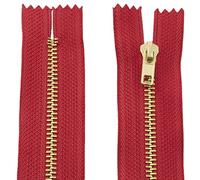 AERZETIX - C61309 - Juego de 2 Cremalleras no separables 20cm en metal - cierre de cremallera - color frambuesa rojo - costura marroquinería bolsas falda vestido ropa pantalones mercería