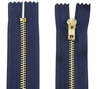 AERZETIX - C61315 - Juego de 2 Cremalleras no separables 20cm en metal - cierre de cremallera - color azul oscuro - costura marroquinería bolsas falda vestido ropa pantalones mercería