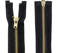 AERZETIX - C61321 - Juego de 2 Cremalleras N°4 separables 65cm en metal - color negro - tirador cursor chalecos marroquinería costura jeans falda mercería ropa chaqueta vestido
