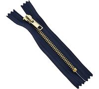 AERZETIX - C61324 - Juego de 5 Cremalleras no separables 10cm en metal - color azul oscuro - tirador cursor marroquinería costura falda vestido ropa pantalones mercería bolso chaleco