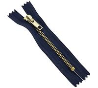 AERZETIX - C61331 - Juego de 5 Cremalleras no separables 14cm en metal - color azul oscuro - tirador cursor marroquinería costura falda vestido ropa pantalones mercería bolso chaleco