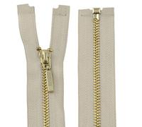 AERZETIX - C61354 - Cremallera separable 55cm en metal con tirador decorativo - cierre de cremallera - beige - cursor jeans chalecos marroquinería costura ropa pantalones mercería