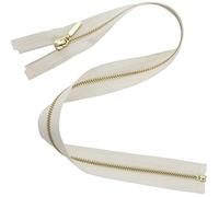 AERZETIX - C61356 - Cremallera separable 60cm en metal con tirador decorativo - cierre de cremallera - blanco sedoso - cursor jeans chalecos marroquinería costura ropa pantalones mercería