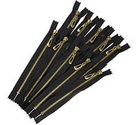 AERZETIX - C61439 - Juego de 10 Cremalleras no separables 16cm en metal con tirador decorativo - cierre de cremallera - negro - cursor jeans chalecos marroquinería costura ropa pantalones mercería